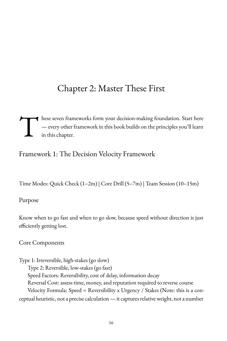Page 16: Chapter 2, The Decision Velocity Framework